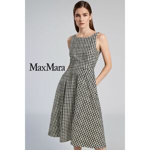 Max Mara Checkered Jacquard Fit and Flare Dress M